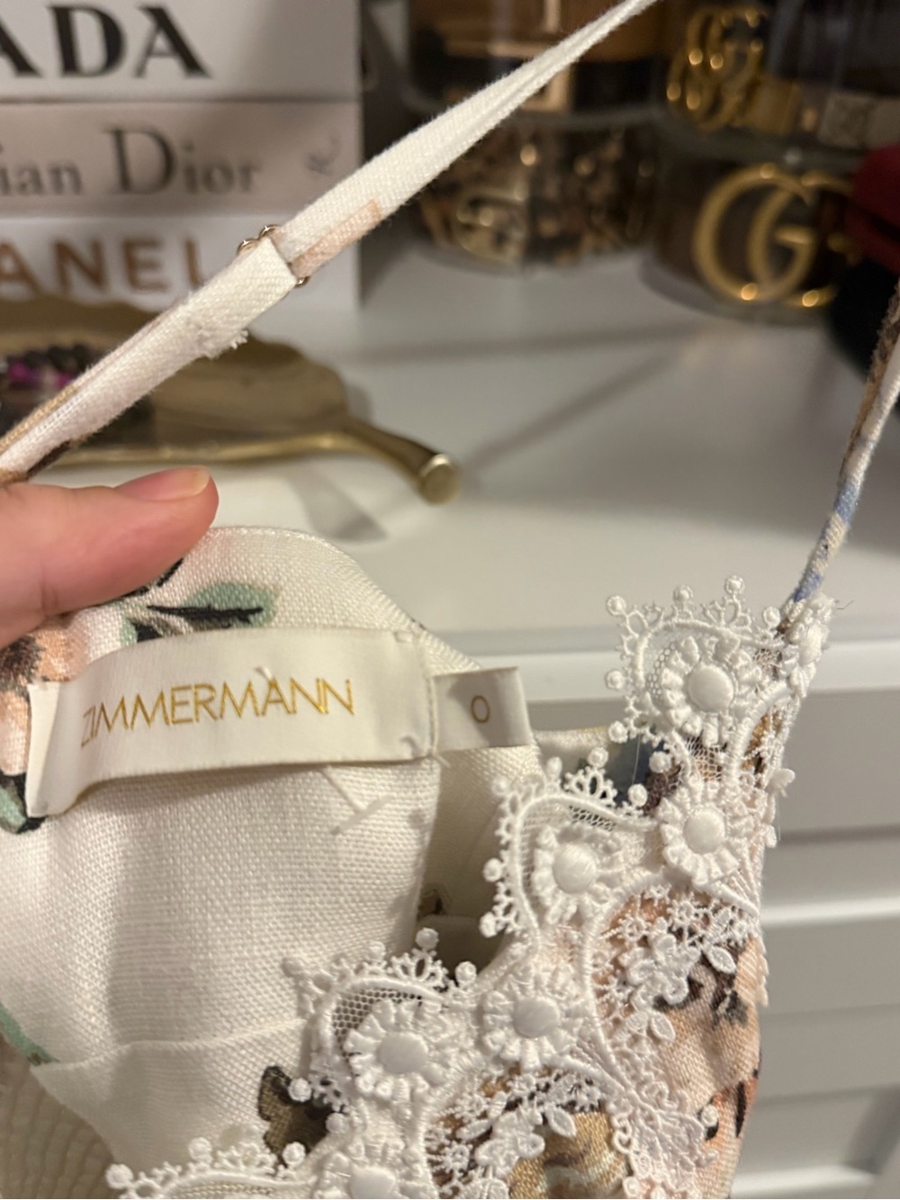 Zimmermann White Floral Lace-Trim Linen Dress - Picture 7 of 8